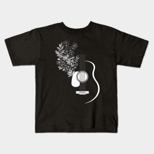 Floral Guitar White Drawing Kids T-Shirt